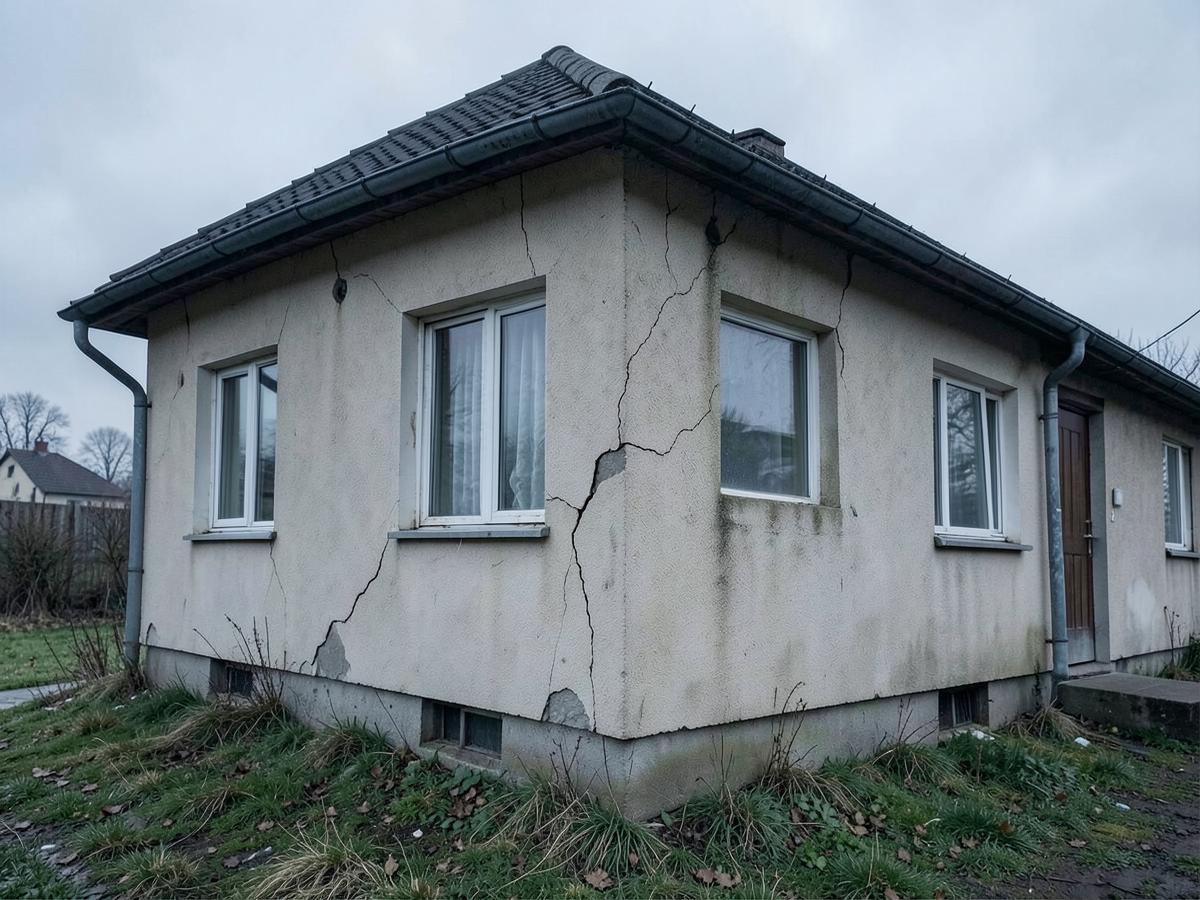 Maison individuelle présentant des fissures en façade
